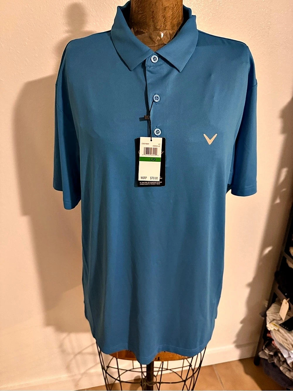 NWT Callaway Men's Blue Polo Size Large